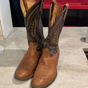 Tony Lama Two-Tone Brown and Black Western Leather Boots